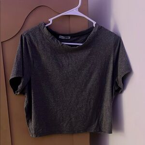 Fashion Nova Gray Crop Relaxed Short Sleeve Tee